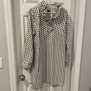Mud Pie Black and Cream Polka Dot Long Sleeve Dress